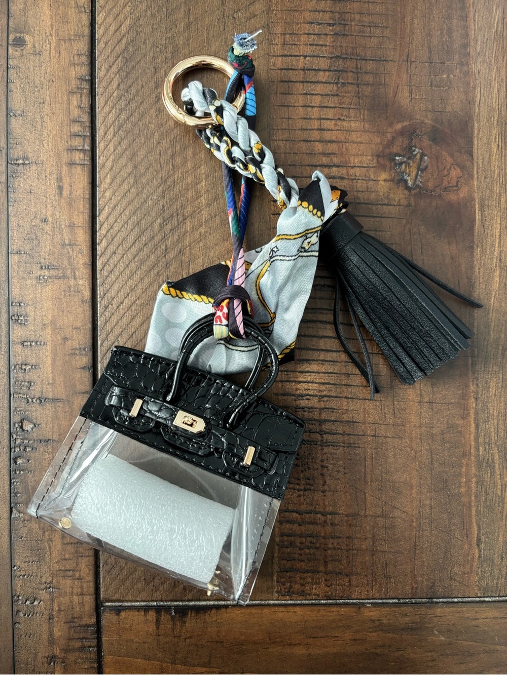 🌸 Summer Black & Clear Mini Bag Charm & Keychain 🌸